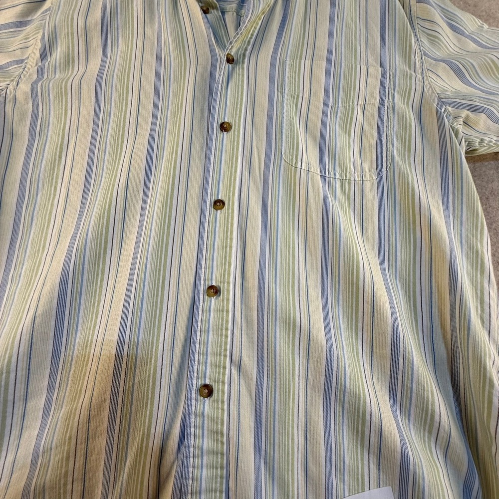 Eddie Bauer Mens Large Relaxed Fit Short Sleeve Striped Cotton Button Down Shirt - Picture 3 of 7